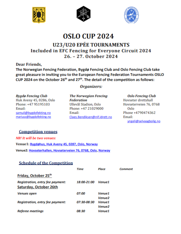 Oslo Cup U23 - 26 og 27 oktober 2024 - Vi trenger frivillige til gjennomføringen